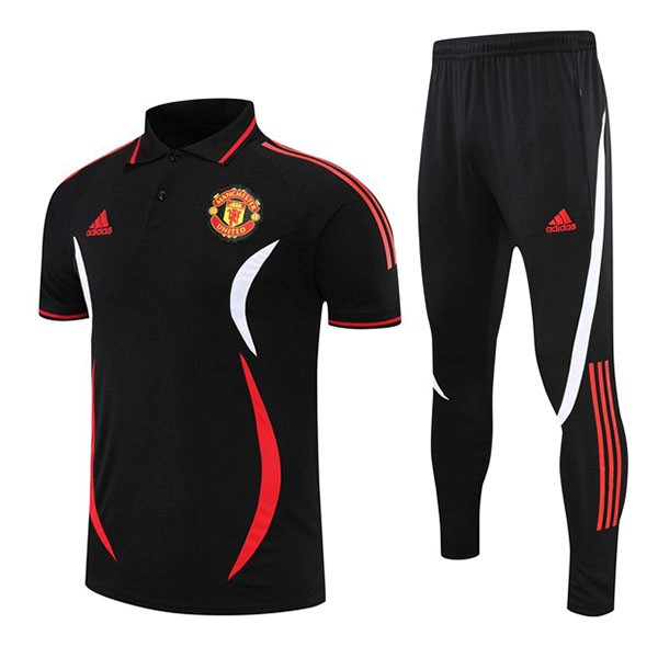 Polo Manchester United Komplett Set 2022-23 Schwarz